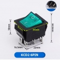 Switch ON/OFF 6PIN 250V สีเขียว 15A KCD2